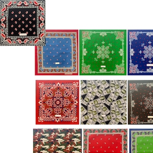 Cotton Bandana 12 Pack - Colorful Bandanas for DIY masks, Assorted Colors - 1 Dozen Set of Bandanas