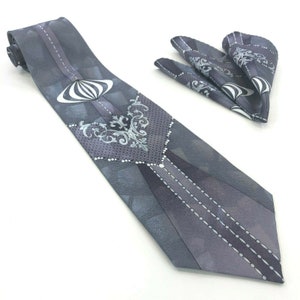 Classy Vintage Necktie with Matching Pocket Square - Elegant Necktie and Hanky Set