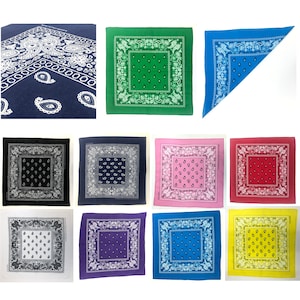 Bandana 12 Pack - 100% Cotton Paisley Bandanas for DIY masks in Assorted Colors - One Dozen Bandana Bundle Style# (12)0504