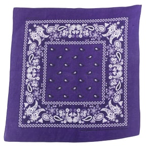 Bandana 4 Pack - Purple Cotton Bandanas for DIY masks (pack of 4 purple paisley bandanas)