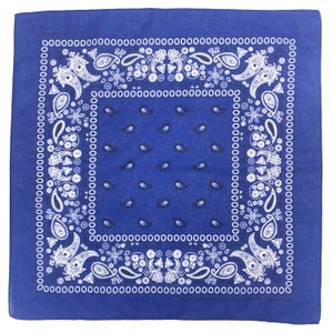 4er Pack Royal Blau Bandanas - 100% Baumwolle Bandana für DIY Masken (4er Pack) Royal Blau Paisley Bandanas
