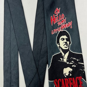 Say Hello to My Little Friend - Scarface Tony Montana Vintage Necktie - Handmade