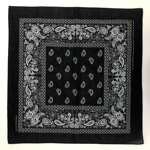 4 Pack Black Bandanas - Cotton Bandana Set for DIY masks (pack of 4 black paisley bandanas)