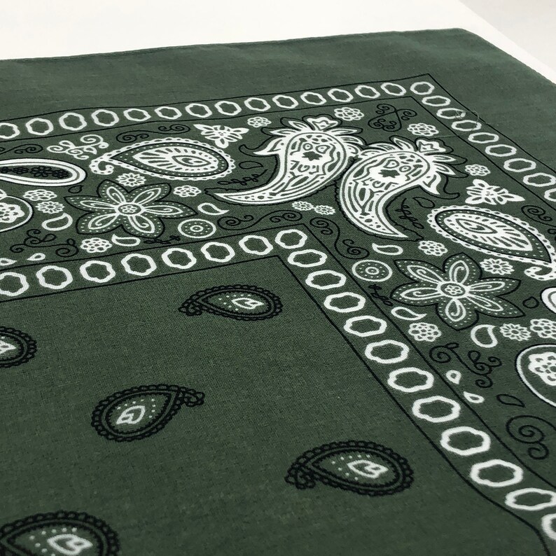 Olive Green Bandanas 4 Pack Cotton Bandanas for DIY masks Etsy