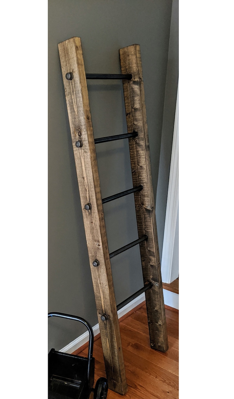 Industrial Pipe Blanket Ladder Wood Decor. Rustic Farmhouse Etsy