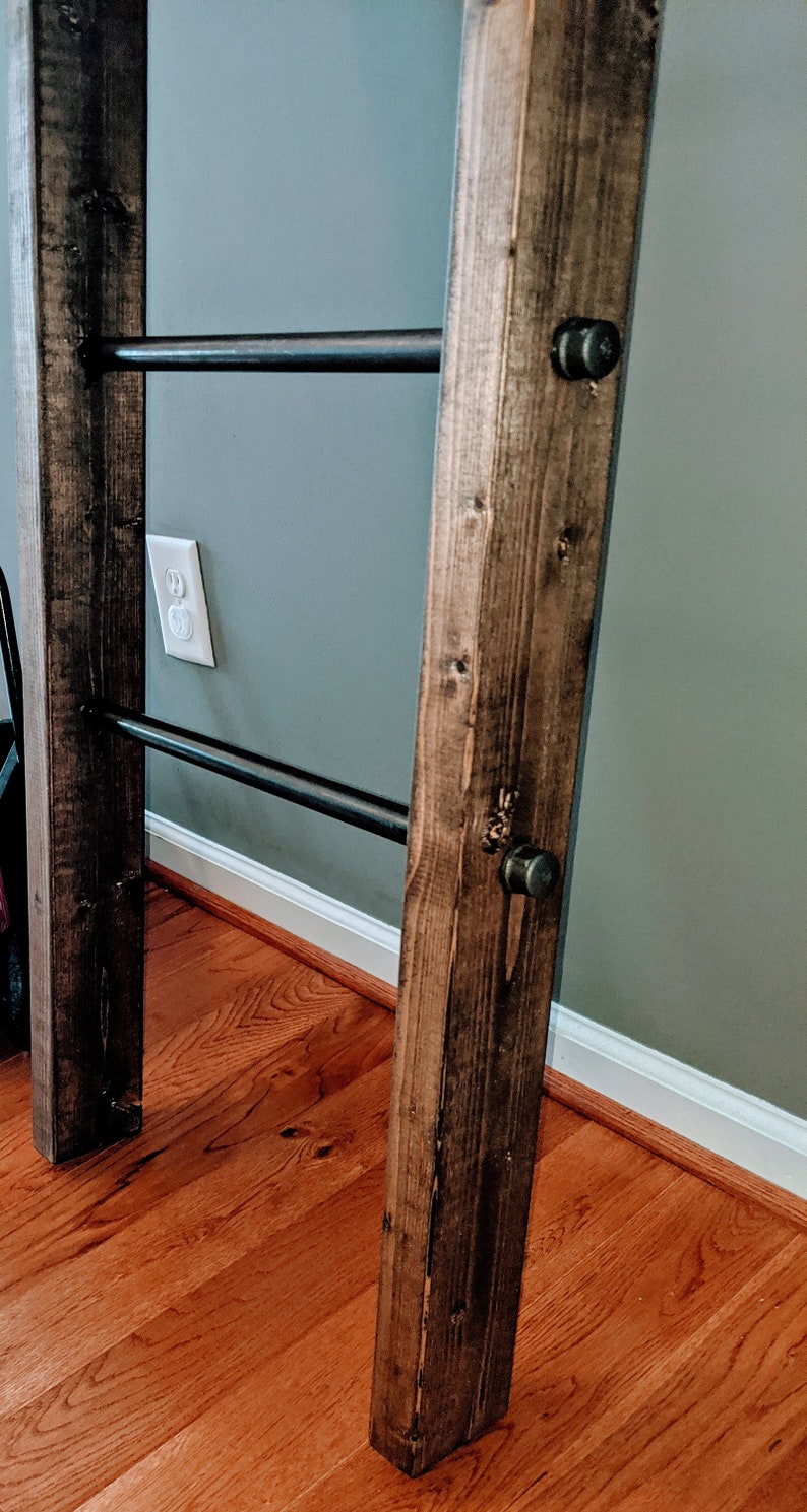 Industrial Pipe Blanket Ladder Wood Decor. Rustic Farmhouse Etsy