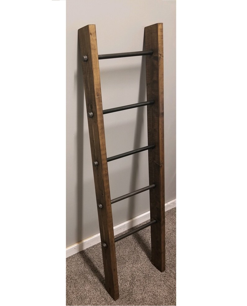 Industrial Pipe Blanket Ladder Wood Decor. Rustic Farmhouse Etsy