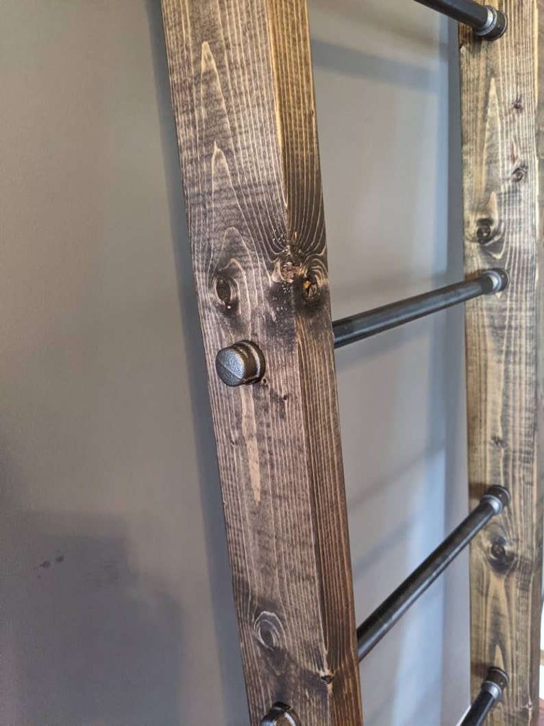 Industrial Pipe Blanket Ladder Wood Decor Rustic Farmhouse Etsy