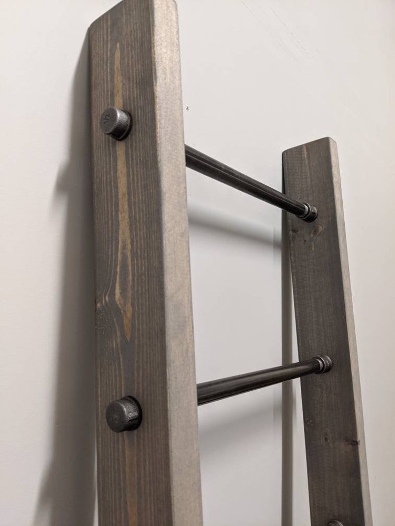 Industrial Pipe Blanket Ladder Wood Decor Rustic Farmhouse Etsy