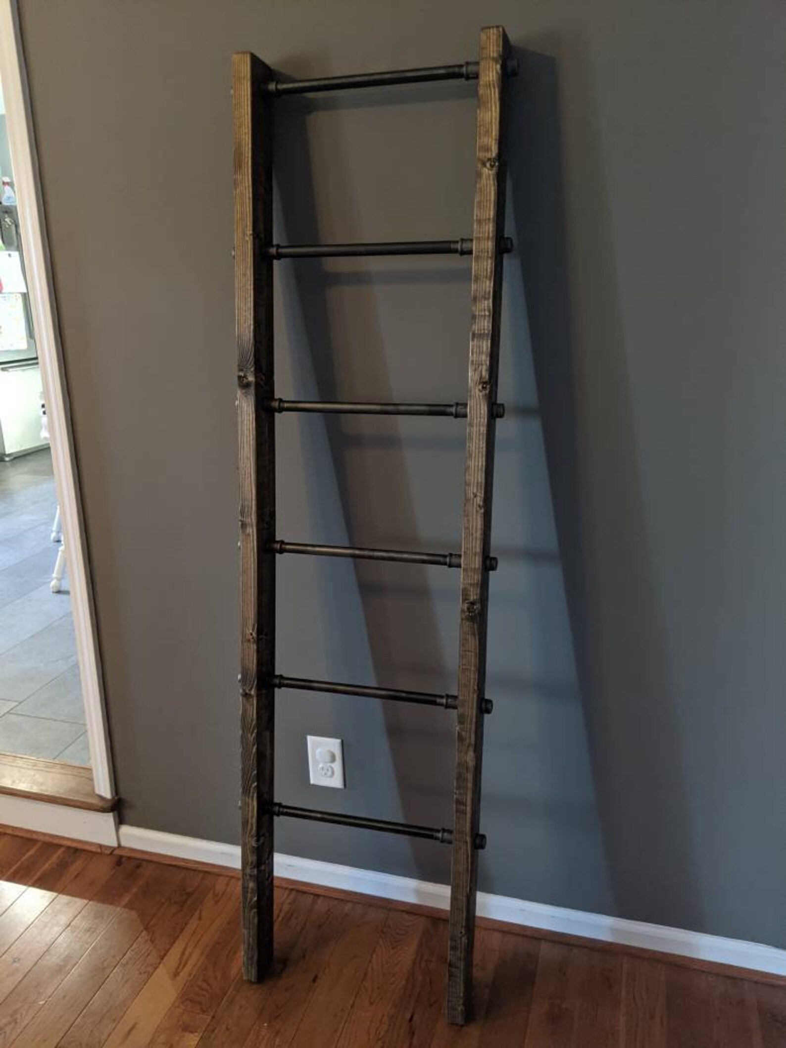 Industrial Pipe Blanket Ladder Wood Decor Rustic Farmhouse Etsy