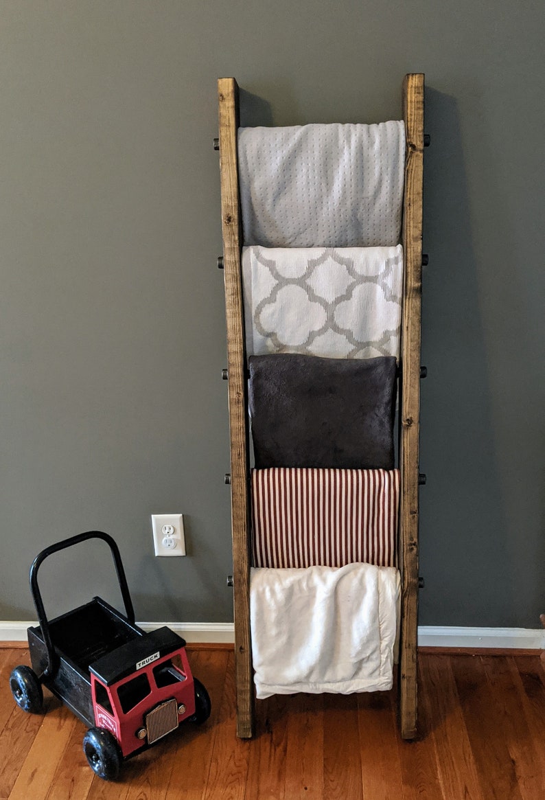 Industrial Pipe Blanket Ladder Wood Decor. Rustic Farmhouse Etsy