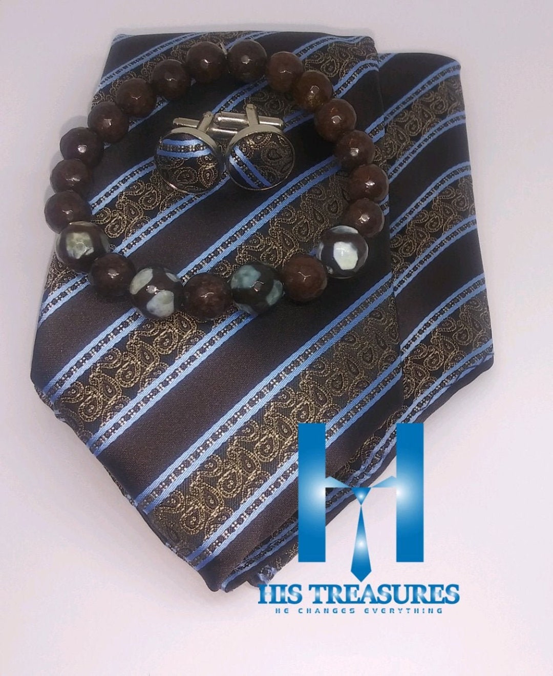 Blue and Brown Tie Set - Etsy