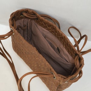 Tan Shoulder Crossbody Bag, Shoulder Bag, Crossbody Bag, Woven Genuine Leather, Leather Crossbody, Minimal Bag, Multiway Bag image 10