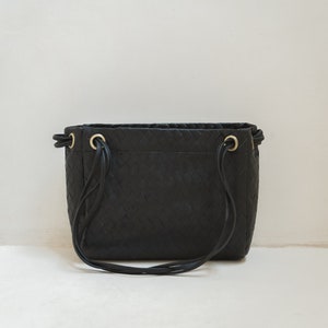 Black Shoulder Crossbody Bag, Shoulder Bag, Crossbody Bag, Woven Genuine Leather, Leather Crossbody, Minimal Shoulder Bag, Multiway Bag image 7