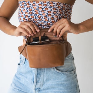 Brown Genuine Leather Fanny Pack, Leather Crossbody, Leather Bum Bag, Waist Pack, Minimalist Fanny Pack, Gifts for Her, Waist Pouch, Travel image 3