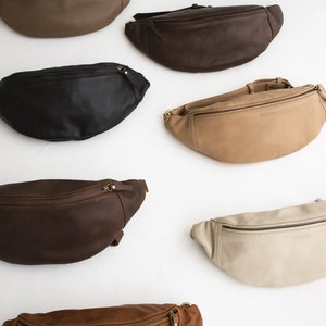 Brown Genuine Leather Fanny Pack, Leather Crossbody, Hip Bag, Bum Bag, Belt Bag, Waist Pack, Minimal Fanny Pack, Travel Bag, festival bag image 10