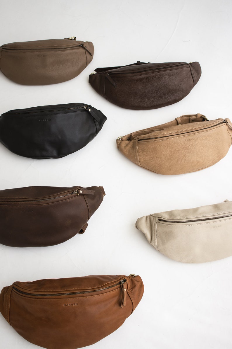 Brown Genuine Leather Fanny Pack, Leather Crossbody, Hip Bag, Bum Bag, Belt Bag, Waist Pack, Minimal Fanny Pack, Travel Bag, festival bag 画像 10