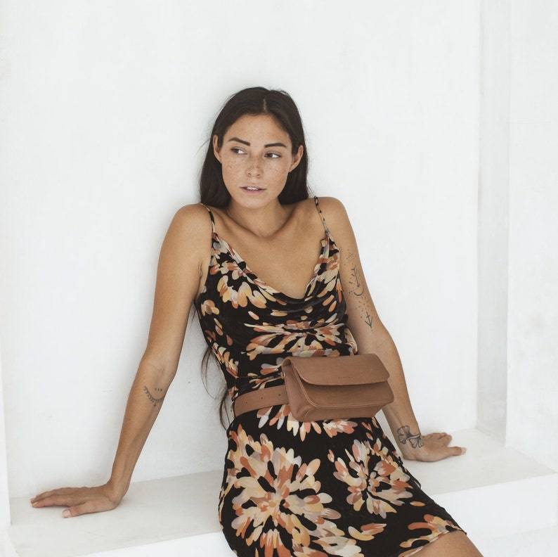 Tan Leather Belt Bag Genuine Leather Fanny Pack Adjustable Etsy