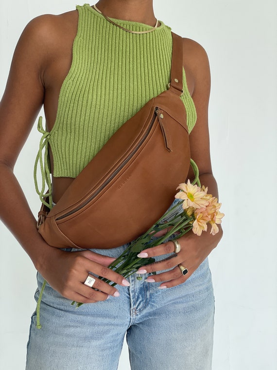 Brown Genuine Leather Fanny Pack Leather Crossbody Hip Bag - Etsy