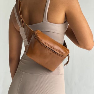 Brown Genuine Leather Fanny Pack, Leather Crossbody, Leather Bum Bag, Waist Pack, Minimalist Fanny Pack, Gifts for Her, Waist Pouch, Travel image 1