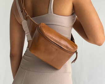 Braune Echtleder Bauchtasche, Leder Crossbody, Leder Bauchtasche, Hüfttasche, Minimalistische Bauchtasche, Geschenke für sie, Taille Beutel, Reisen