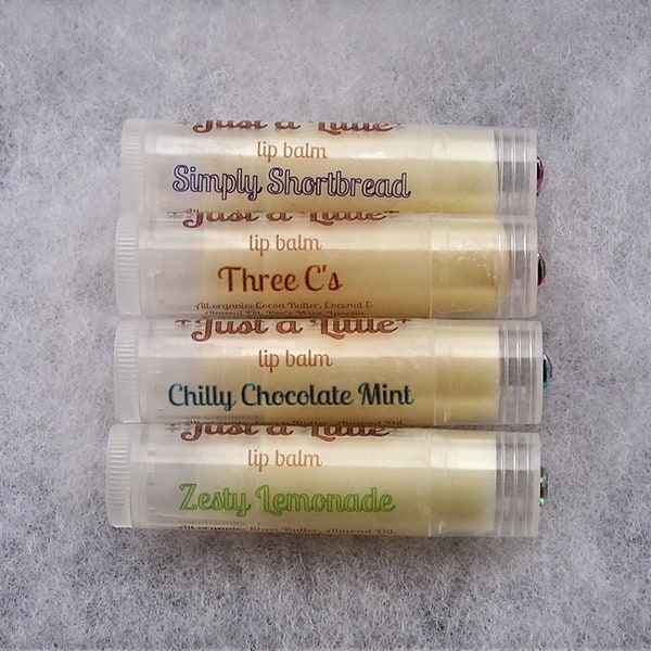 Nostalgic, Keto Friendly Flavors: Mint Cookie/Lemonade Cookie/ Shortbread Cookie/ Caramel Coconut Chocolate Lip Balm .18 oz Tube