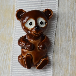 Rare vintage signed Gerry&#39;s painted ceramic teddy bear brooch