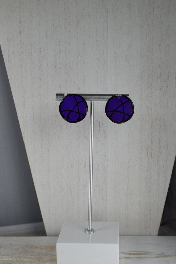 1980's Black and Purple Statement Earrings