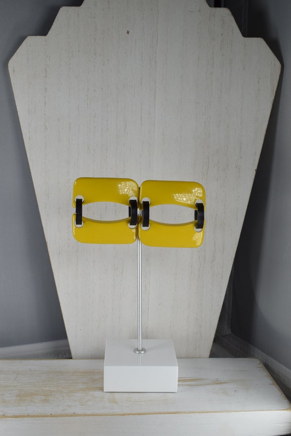 1980's Yellow & Black Statement Earrings