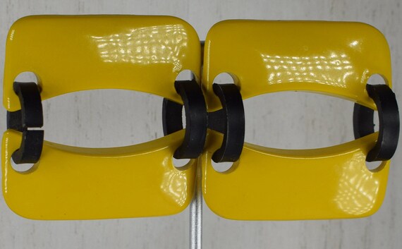 1980's Yellow & Black Statement Earrings - image 5