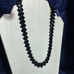 Vintage 1980’s Trifari black square beaded necklace