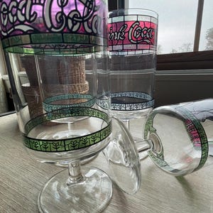 Vintage Drink Coca-Cola stemmed glasses/Set of 4