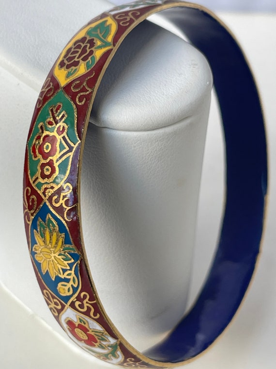 Stunning 1980's Cloisonné bangle bracelet with Mul