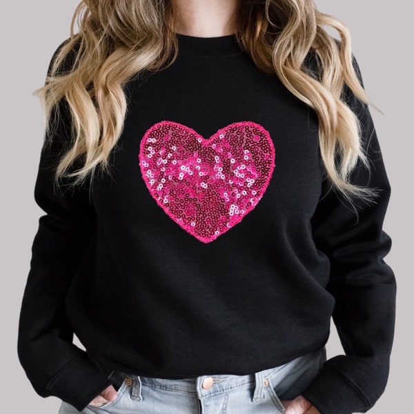 Heart Sequin Half Snap Mineral Wash Sweatshirt
