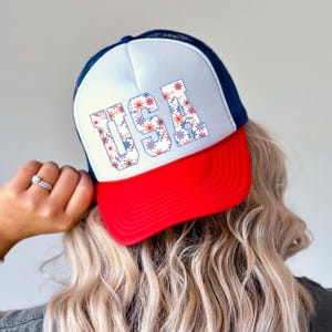 USA Foam Trucker Caps, Fourth of July Hat, Red White & Blue Summer Vacation Cap, Patriotic Truckers Hats, American Flag Baseball Cap,