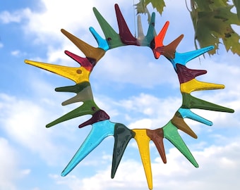 Colorful Glass Suncatcher: Artful Indoor/Outdoor Décor. Brighten Your Home or Office! Rainbow or Celestial One-of-a-Kind Gift!
