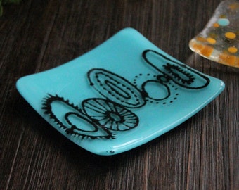 Blue Ring Dish also for a Butter Dish, Key Tray, Dessert Serving Platter, Jewelry Trinket Tray, Appetizer Plate & Gift for Christmas!