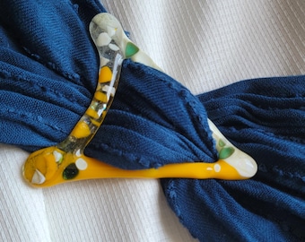 Unique Abstract Glass Scarf Buckle, Accessory Wrap Clasp T-shirt Buckle, One of a Kind Statement Jewelry Gift Piece, and Mother's Day Gift!