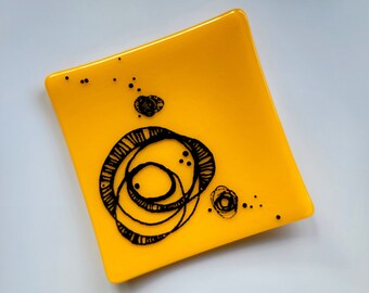 Square Yellow Sushi Dish used as a Dessert Platter, Jewelry Trinket Tray, Appetizer Plate, Cheese Tray, Modern Dinnerware and Best Gift!