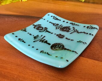 Blue Glass Butter Dish used as a Sushi Dish, Dessert Serving Platter, Jewelry Trinket Tray, Appetizer Plate, Key Tray & Best Gift! Only One!