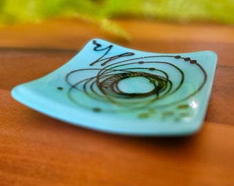 Blue Glass Butter Dish used as a Sushi Dish, Dessert Serving Platter, Jewelry Trinket Tray, Key Tray and Christmas Gift!