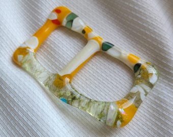 Unique Abstract Glass Scarf Buckle, Accessory Wrap Clasp, T-shirt Buckle, One of a Kind Statement Jewelry Gift, and Best Christmas Gift!