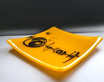 Square Yellow Sushi Dish used as a Dessert Platter, Jewelry Trinket Tray, Appetizer Plate, Cheese Tray, Modern Dinnerware and Best Gift!