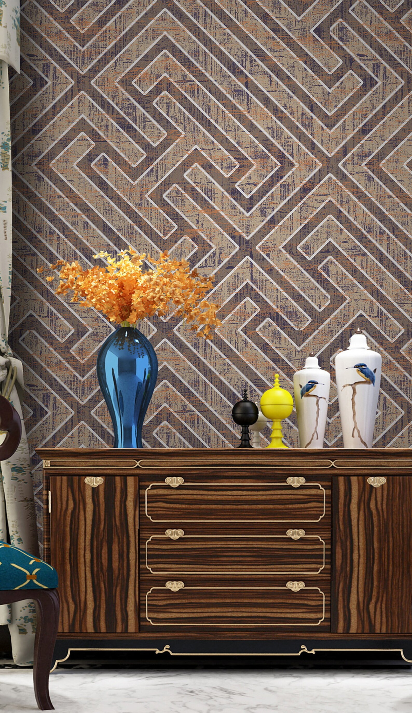 Geometric Peel and Stick Luxury Wallpaper Removable Wall Etsy