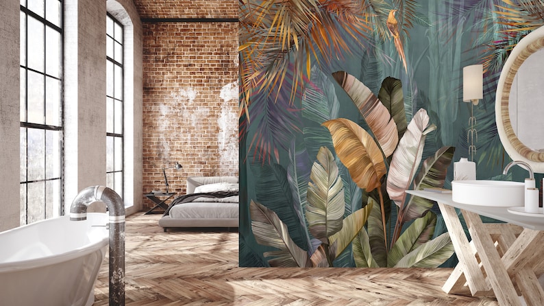 Tropical Wallpaper, Banana leaf, Wall Poster, Removable wallpaper, Wall Mural, Stylish Wall Decor image 4