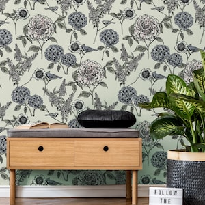 Floral Peel and stick Wallpaper Renters Friendly Removable Wallpaper Floral Wall Mural Temporary Wallpaper Wall Decor Home Decor