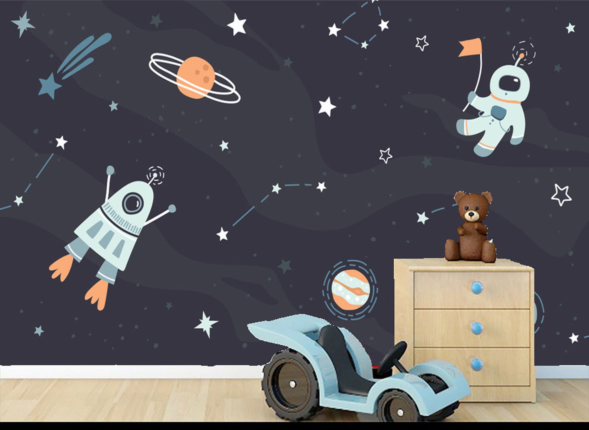 Space Peel and Stick Wallpaper Removable Space Wall Mural Etsy