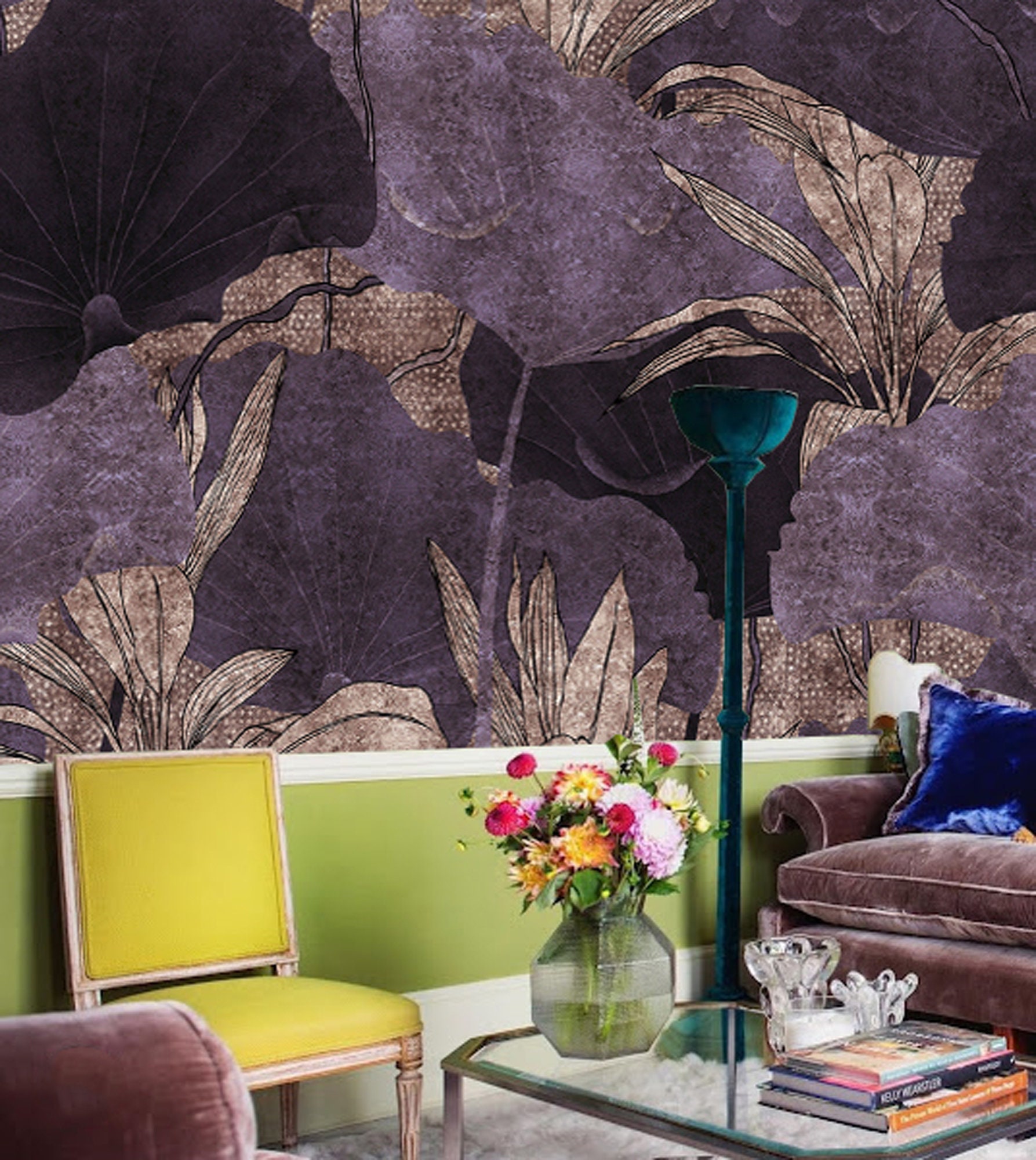 Lila Blumen Tapete: Schälen und aufkleben entfernbare Tapete - Etsy  Österreich, image size:1787x2000