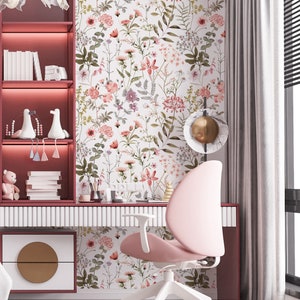 Papier peint floral pour chambre d'enfant, décoration douce et adhésive, fleurs de jardin pour enfants