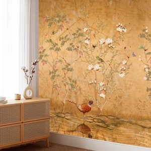 Chinoiserie Wallpaper, Floral Wallpaper, Boho Floral Wall Mural, Peel and Stick, image 9